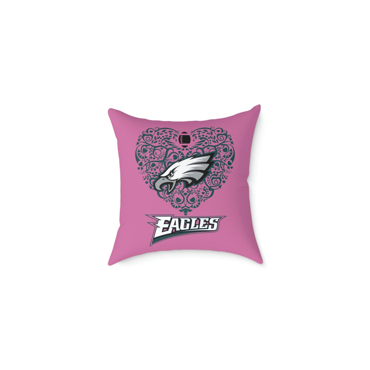 Pink Philadelphia Eagles Heart Spun Polyester Pillow