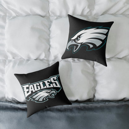 Black Philadelphia Eagles Spun Polyester Pillow