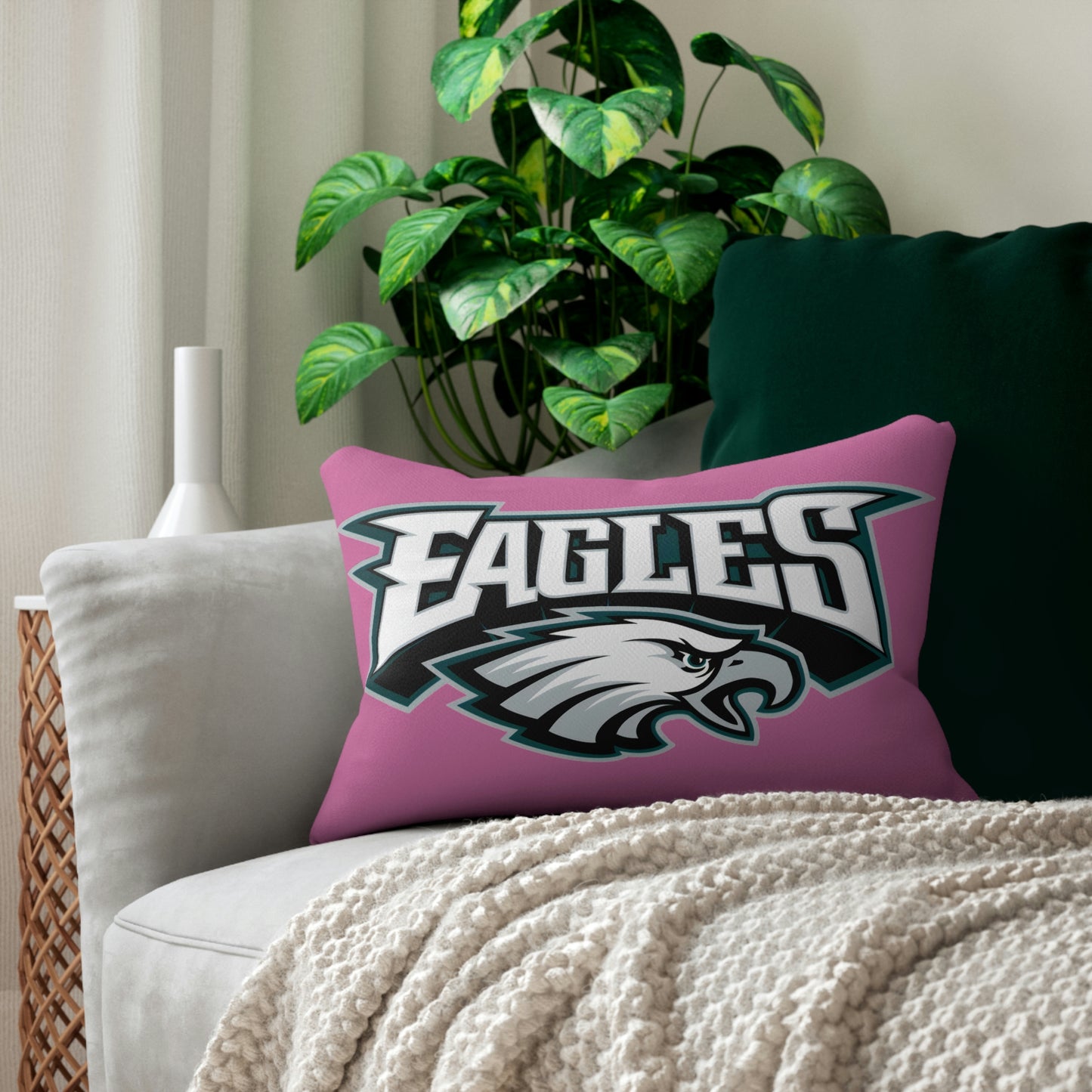 Pink Philadelphia Eagles Spun Polyester Lumbar Pillow